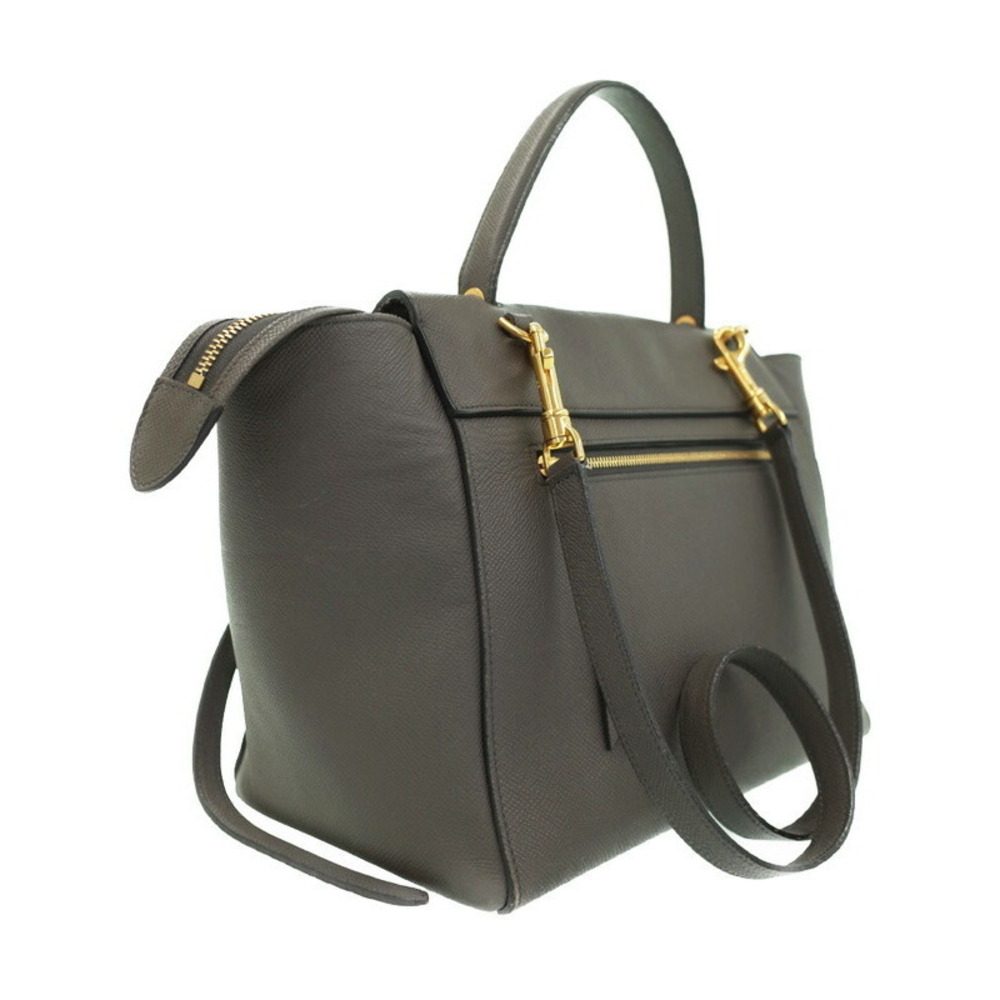Celine Crossbody Grained Bag Red Calfskin Belt Gray
